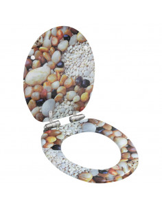 Tavoletta WC Coperchio a Chiusura Morbida MDF Design Ciottoli