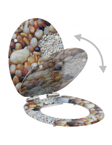 Tavoletta WC Coperchio a Chiusura Morbida MDF Design Ciottoli