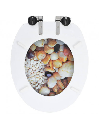 Tavoletta WC Coperchio a Chiusura Morbida MDF Design Ciottoli