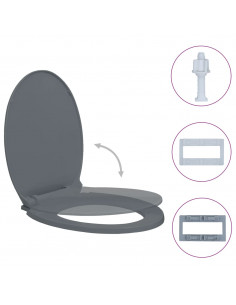 Tavoletta WC a Chiusura Ammortizzata Grigio Ovale 2