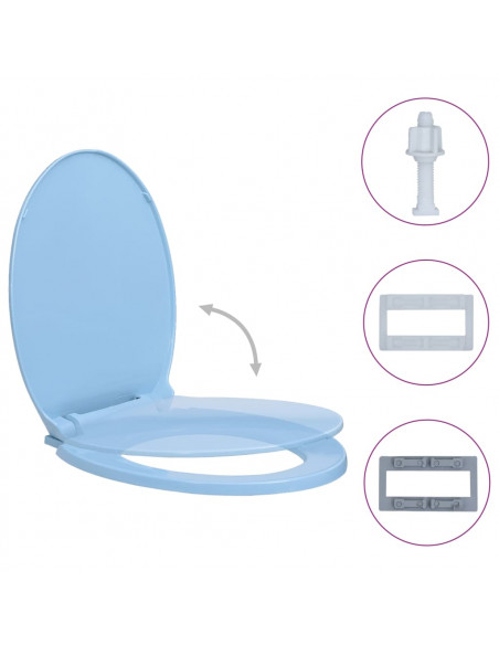 Tavoletta WC a Chiusura Ammortizzata Blu Ovale