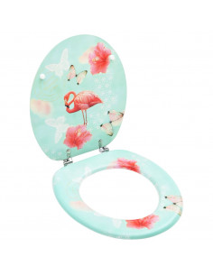 Tavoletta WC con Coperchio MDF Design Fenicottero