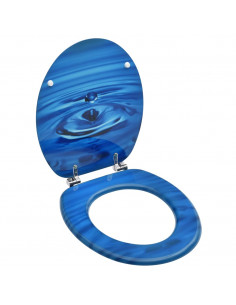 Tavoletta WC con Coperchio MDF Blu Design Goccia d'Acqua