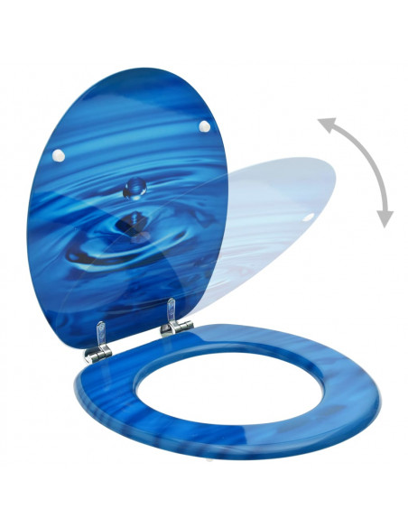 Tavoletta WC con Coperchio MDF Blu Design Goccia d'Acqua