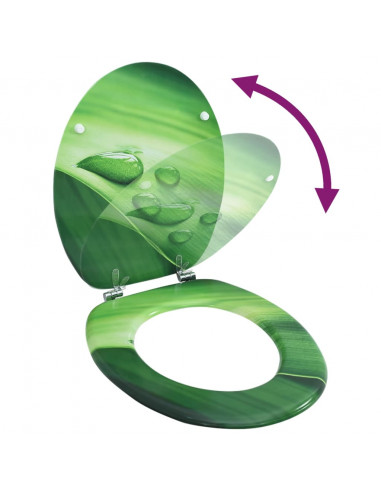 Tavoletta WC con Coperchio MDF Verde Design Goccia d'Acqua
