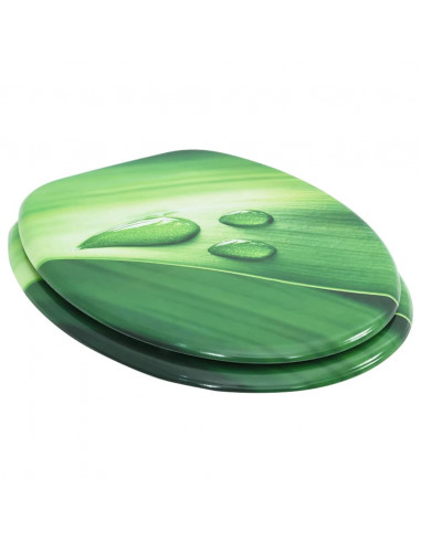 Tavoletta WC con Coperchio MDF Verde Design Goccia d'Acqua