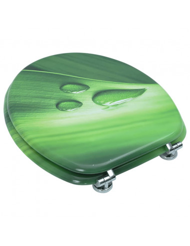 Tavoletta WC con Coperchio MDF Verde Design Goccia d'Acqua