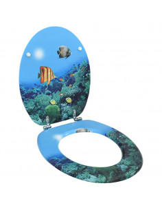 Tavoletta WC con Coperchio MDF Design Fondo Mare