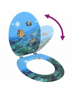 Tavoletta WC con Coperchio MDF Design Fondo Mare 2