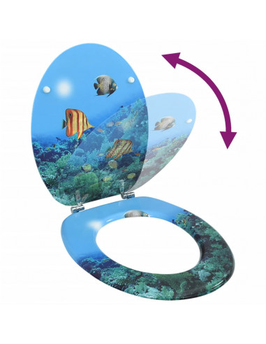 Tavoletta WC con Coperchio MDF Design Fondo Mare