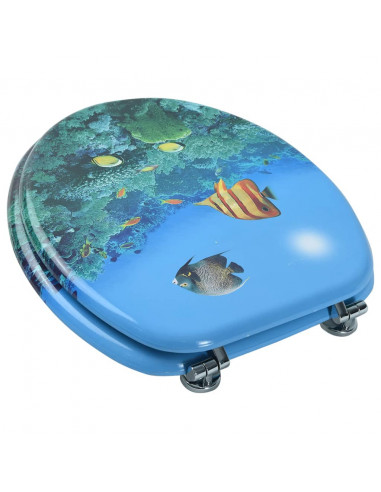 Tavoletta WC con Coperchio MDF Design Fondo Mare