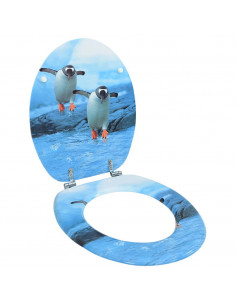 Tavoletta WC con Coperchio MDF Design Pinguino