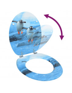 Tavoletta WC con Coperchio MDF Design Pinguino 2