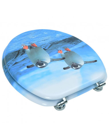 Tavoletta WC con Coperchio MDF Design Pinguino