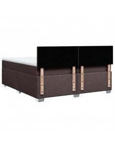 Giroletto a Molle con Materasso Marrone Scuro 200x200cm Tessuto