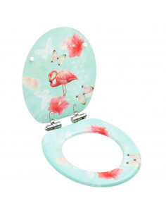 Tavoletta WC Coperchio Chiusura Morbida MDF Design Fenicottero