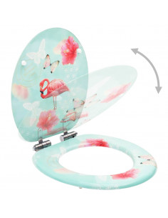 Tavoletta WC Coperchio Chiusura Morbida MDF Design Fenicottero 2