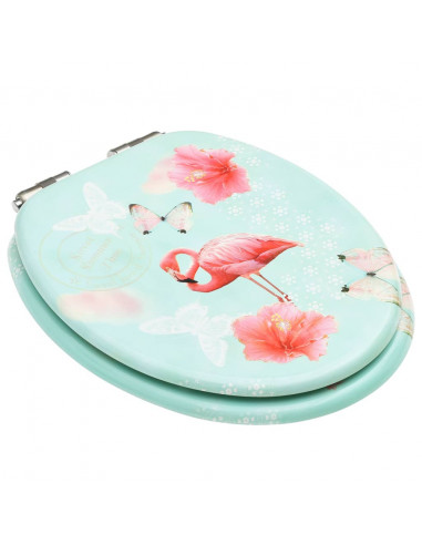 Tavoletta WC Coperchio Chiusura Morbida MDF Design Fenicottero