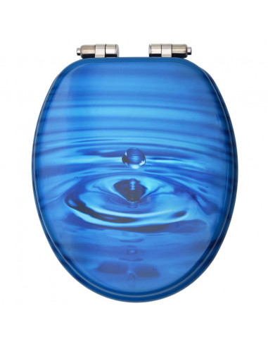 Tavoletta WC a Chiusura Ammortizzata in MDF Blu Goccia d'Acqua