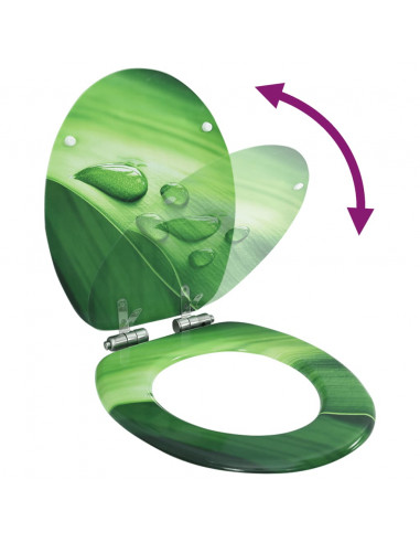 Tavoletta WC Coperchio Chiusura Morbida MDF Verde Goccia Acqua