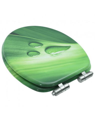 Tavoletta WC Coperchio Chiusura Morbida MDF Verde Goccia Acqua