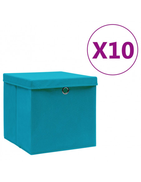 Contenitori con Coperchi 10 pz 28x28x28 cm Azzurro