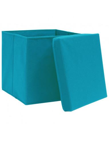 Contenitori con Coperchi 10 pz 28x28x28 cm Azzurro