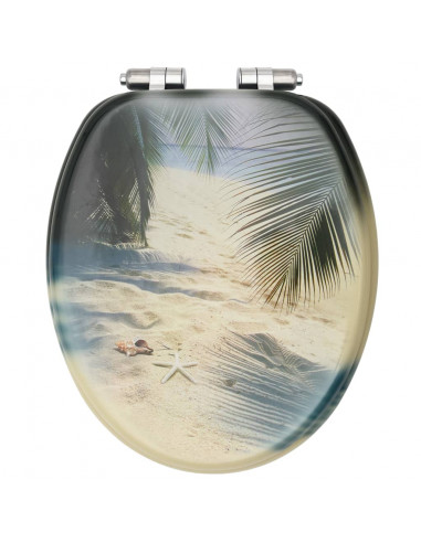 Tavoletta WC a Chiusura Ammortizzata in MDF Design Spiaggia