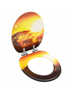 Tavoletta WC con Coperchio Chiusura Morbida MDF Design Savana