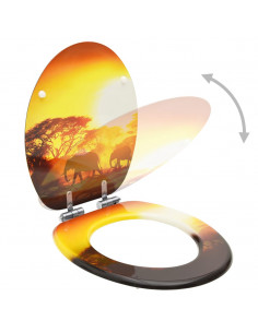 Tavoletta WC con Coperchio Chiusura Morbida MDF Design Savana 2