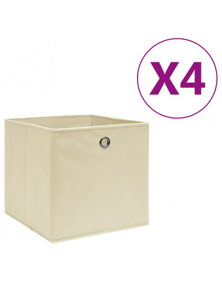 Contenitori 4 pz in Tessuto non Tessuto 28x28x28 cm Crema