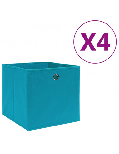 Contenitori 4 pz in Tessuto non Tessuto 28x28x28 cm Azzurro
