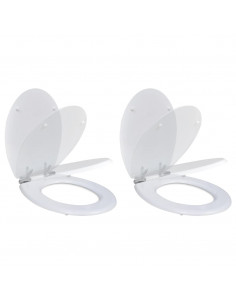 Copriwater a Chiusura Ammortizzata 2 pz in MDF Bianco 2