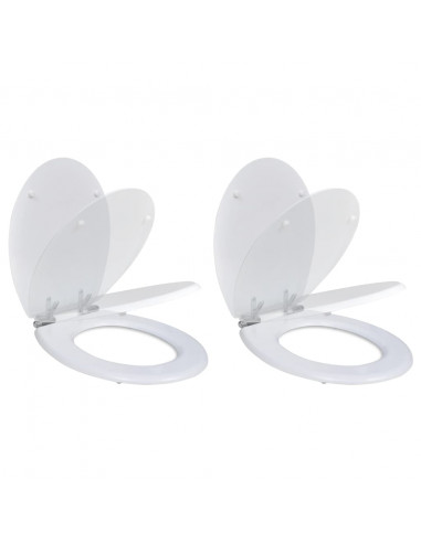 Copriwater a Chiusura Ammortizzata 2 pz in MDF Bianco