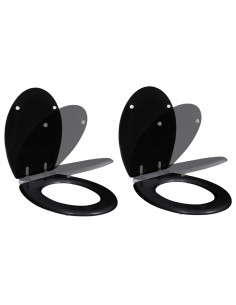 Copriwater a Chiusura Ammortizzata 2 pz in MDF Nero 2