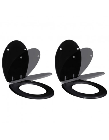 Copriwater a Chiusura Ammortizzata 2 pz in MDF Nero