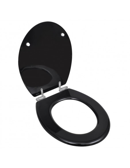 Copriwater a Chiusura Ammortizzata 2 pz in MDF Nero