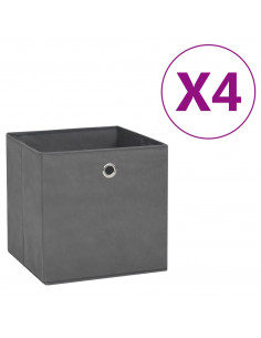 Contenitori 4 pz in Tessuto non Tessuto 28x28x28 cm Grigio 2