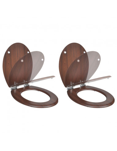 Copriwater a Chiusura Ammortizzata 2 pz in MDF Marrone