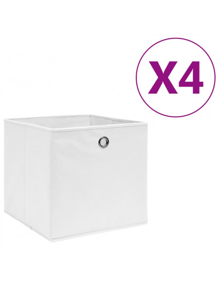 Contenitori 4 pz in Tessuto non Tessuto 28x28x28 cm Bianco