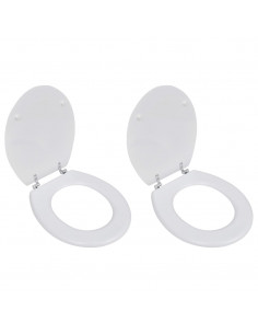 Tavolette WC con Coperchi 2 pz in MDF Bianche