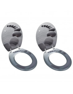 Tavolette WC con Coperchi 2 pz in MDF Design Pietre