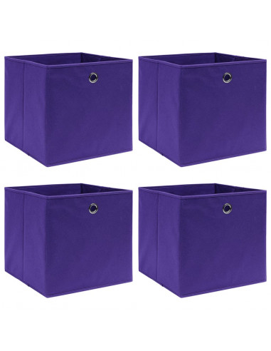 Contenitori 4 pz in Tessuto non Tessuto 28x28x28 cm Viola