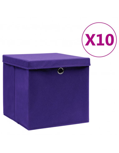 Contenitori con Coperchi 10 pz 28x28x28 cm Viola