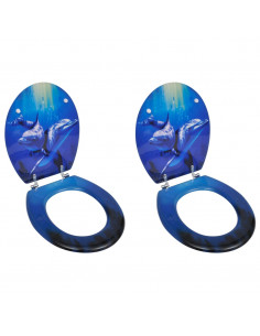 Tavolette WC con Coperchi 2 pz in MDF Design Delfini