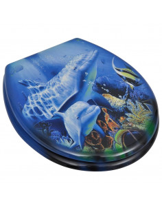 Tavolette WC con Coperchi 2 pz in MDF Design Delfini 2