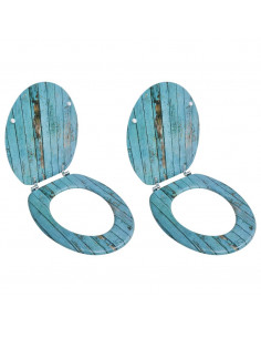 Tavolette WC con Coperchi 2 pz in MDF Design Legno Antico