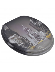 Tavolette WC con Coperchi 2 pz in MDF Design New York 2