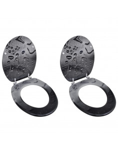 Tavolette WC con Coperchi 2 pz in MDF Design Acqua