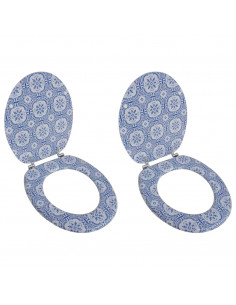 Tavolette WC con Coperchi 2 pz in MDF Design Porcellana